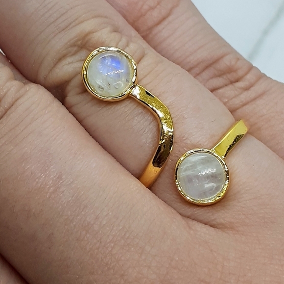 Blue fire moonstone double ring - Picture 7 of 7